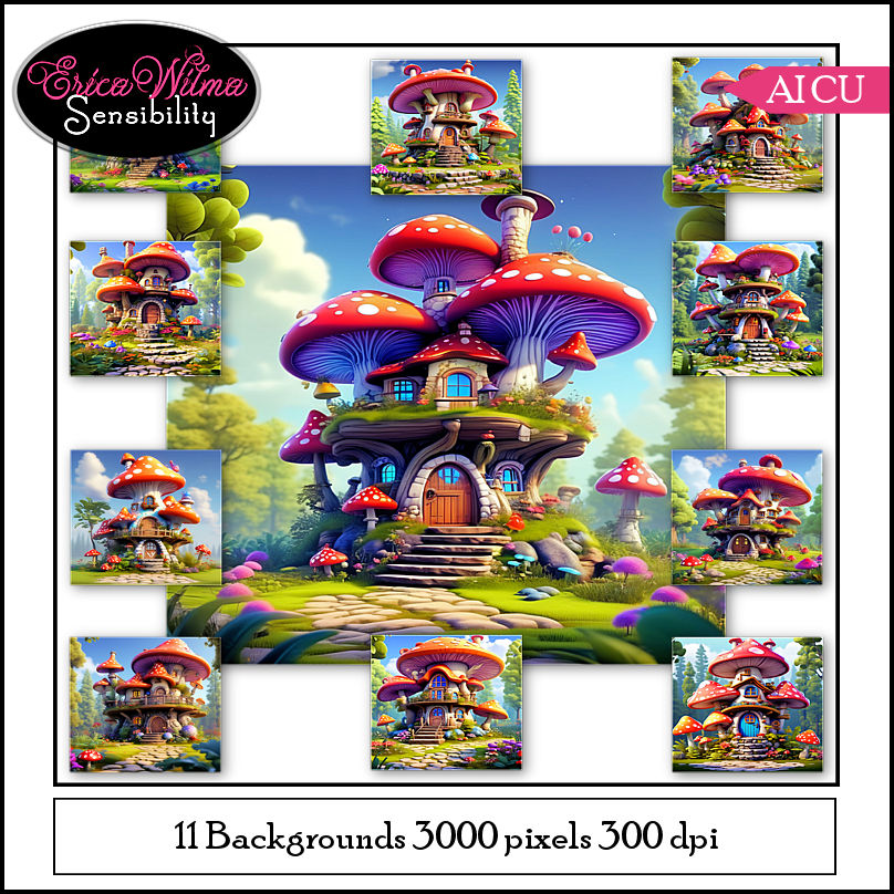 EW AI Background Mushroom Houses 01 2024